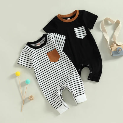 Lioraitiin Baby Boy Striped Romper