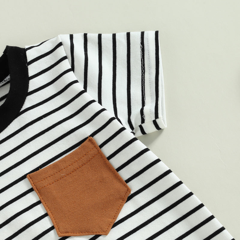 Lioraitiin Baby Boy Striped Romper