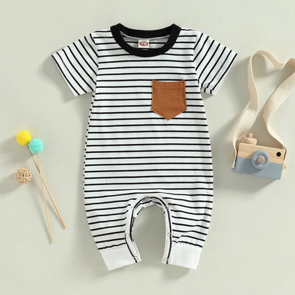 Lioraitiin Baby Boy Striped Romper