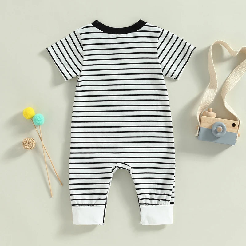 Lioraitiin Baby Boy Striped Romper