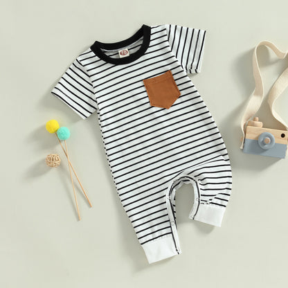 Lioraitiin Baby Boy Striped Romper