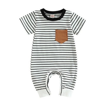 Lioraitiin Baby Boy Striped Romper